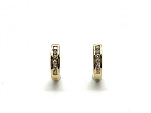 14ct Yellow Gold Diamond Hoop Earrings