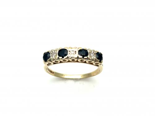 9ct Sapphire & Diamond 7 stone Ring