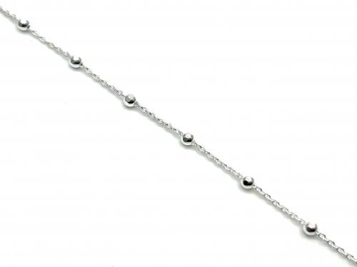 Silver Beaded Rolo Link Ankle Chain 10 Inch
