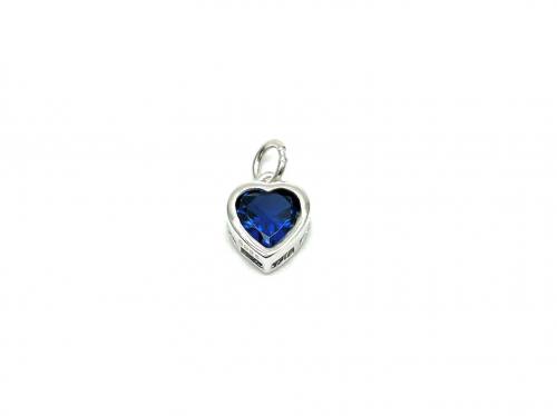 Silver Blue CZ Heart Pendant