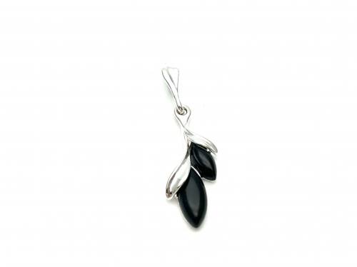 Silver Whitby Jet Large Pendant 7 x 35mm
