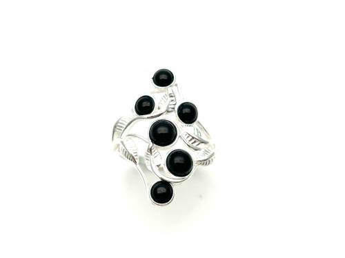 Silver Whitby Jet Ring Size P
