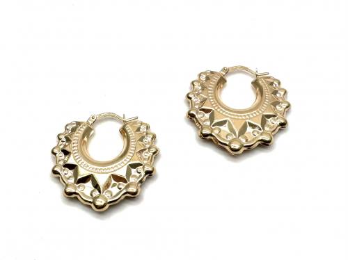 9ct Yellow Gold Creole Earrings 28mm