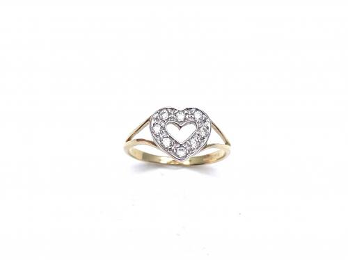 9ct Yellow Gold CZ Heart Ring