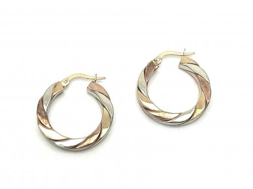 9ct Yellow Gold Three Colour Hoops