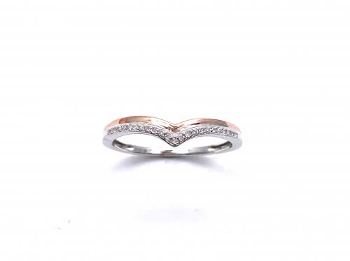 9ct 2 Colour Diamond Wishbone Ring