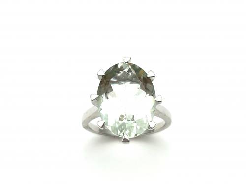 Silver Stone Set Solitaire Ring