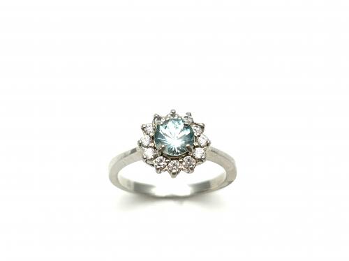Silver Blue Stone Set Cluster Ring
