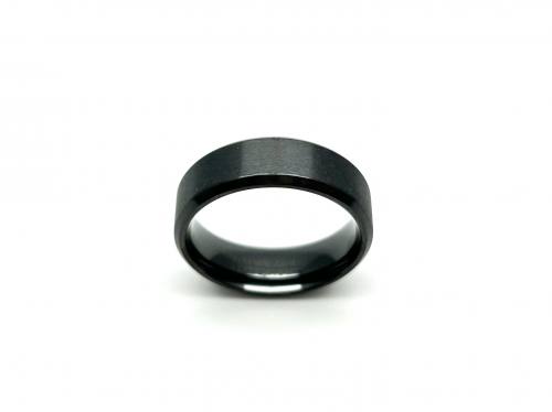 Black Zirconium Brushed Effect Band Ring 7mm