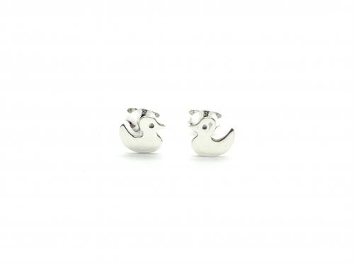 Silver Cute Duckling Stud Earrings
