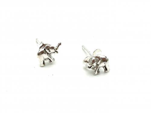 Silver Tiny Elephant Stud Earrings