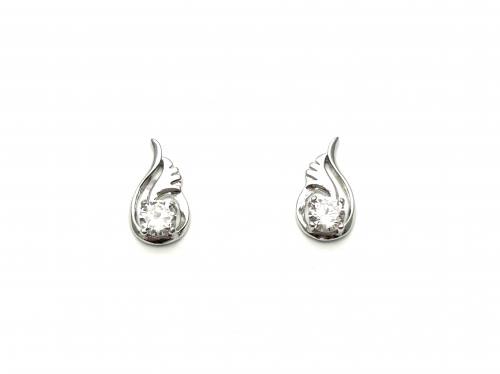 Silver CZ Fancy Stud Earrings