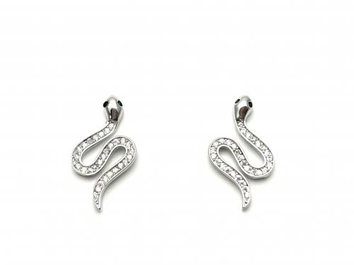 Silver CZ Snake Stud Earrings