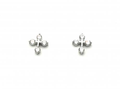 Silver CZ Gothic Cross Stud Earrings