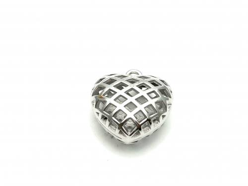 Silver 3D Caged Heart Pendant