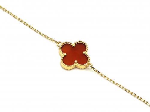 Silver Gold Plated Red Clover Bracelet