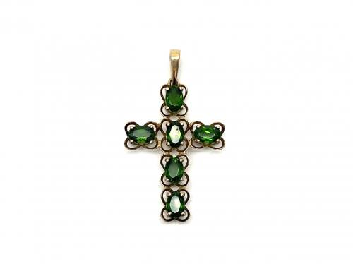 9ct Yellow Gold Chrome Diopside Cross