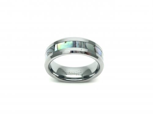 Tungsten Carbide Abalone Shell Inlay Ring
