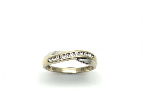 9ct 2 Colour CZ Crossover Ring