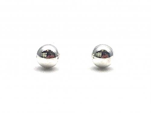 Silver Plain Ball Stud Earrings 4mm