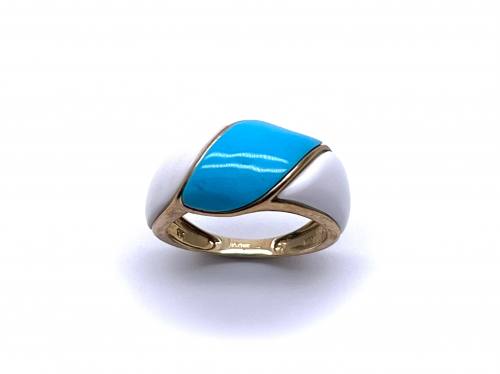 9ct Blue & White Howlite Ring