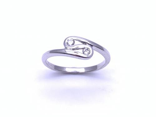 14ct Twisted Diamond 2 Stone Ring