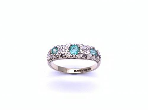 9ct Emerald & Diamond 5 Stone Ring