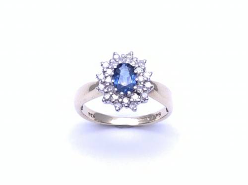 9ct Blue Topaz & Diamond Cluster Ring