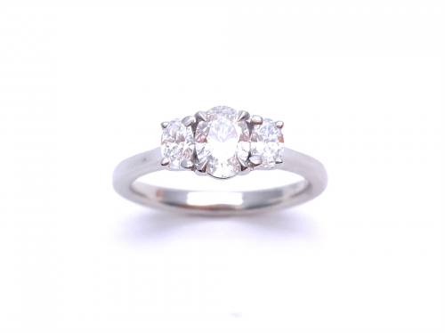 Platinum Oval Cut Diamond 3 Stone Ring