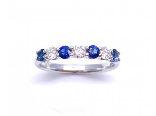 9ct White Gold Sapphire & Diamond 7 Stone Ring