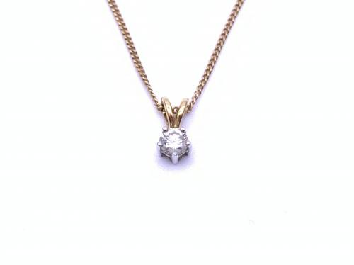 18ct Diamond Solitaire Pendant & Chain