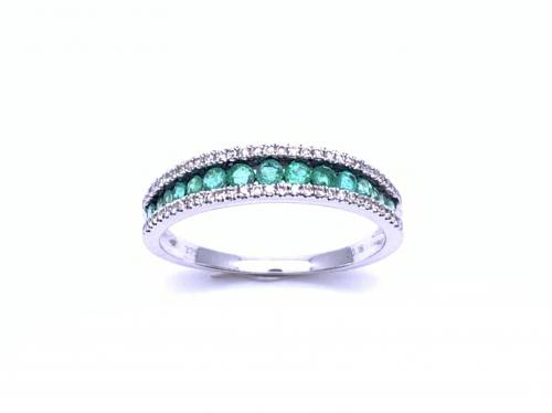 9ct White Gold Emerald & Diamond Eternity Ring