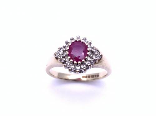 9ct Ruby & Diamond Solitaire Ring