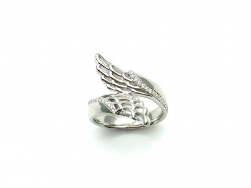 Silver CZ Angel wings Ring