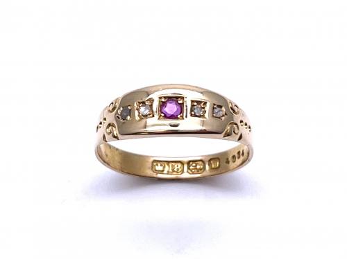 18ct Ruby & Diamond 5 Stone Ring Birm 1896