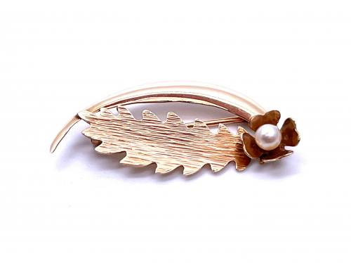 9ct Yellow Gold Pearl Brooch