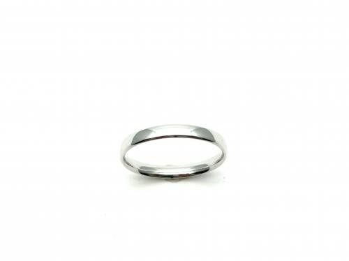 18ct White Gold Slight Court Wedding Ring 2.5mm P