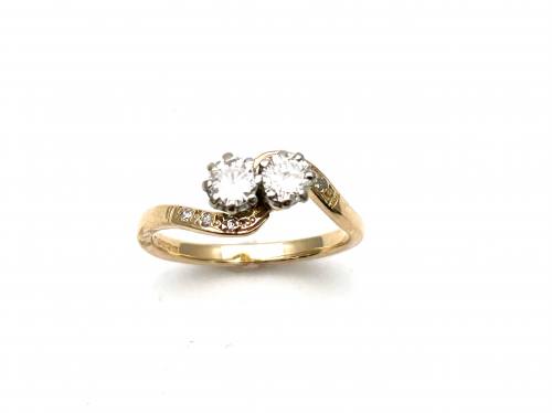 18ct Diamond 2 Stone Ring Est 0.75ct