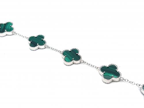 Silver Green Multi Clover Bracelet