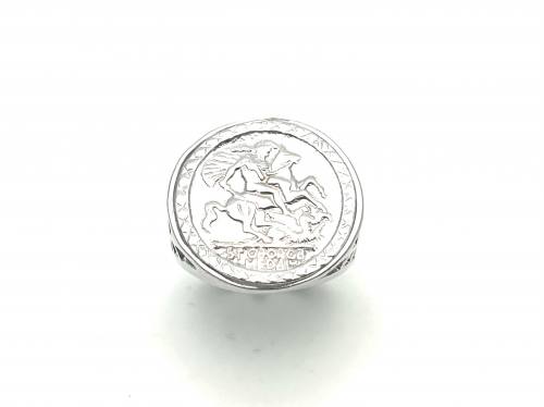 Silver St George Coin Ring Size P