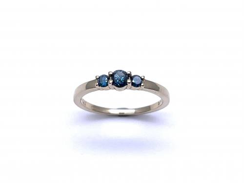 9ct Blue Diamond 3 Stone Ring