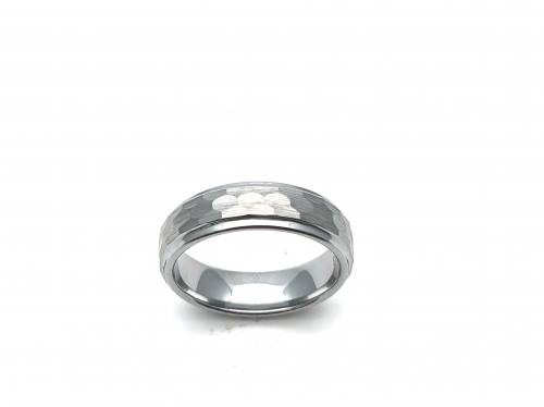 Tungsten Carbide Hammered Ring 7mm