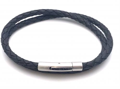 Black Leather Wrap Bracelet Magnetic Clasp