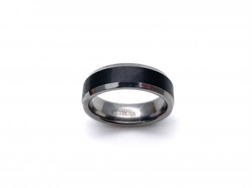 Tungsten Carbide Ring Brushed Black IP Plating