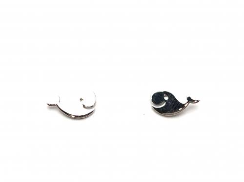 Silver Whale Stud Earrings