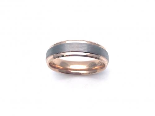 Tungsten Carbide Ring Grey &  Rose IP Plating 7mm