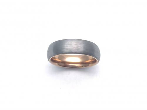 Tungsten Carbide Ring With Brushed Effect 6mm