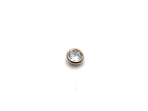 9ct Yellow Gold CZ Screw Ear Cartilage Stud