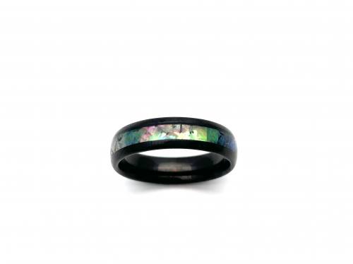 Tungsten Carbide Ring Abalone & Black IP Plating