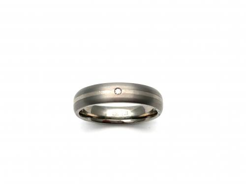 Titanium & Silver Diamond Ring 0.02ct